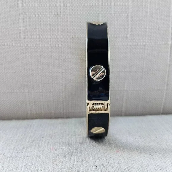 Fashion Bracelet Black/Gold Tone Wrist Band Fashion Jewelry Size 7 in - Picture 5 of 10